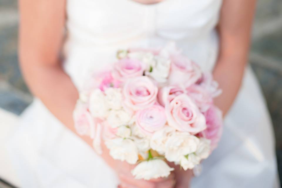 The bride holding her bouquet