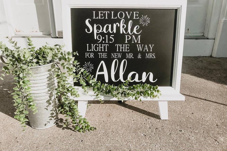 Sparkler Send-Off Sign