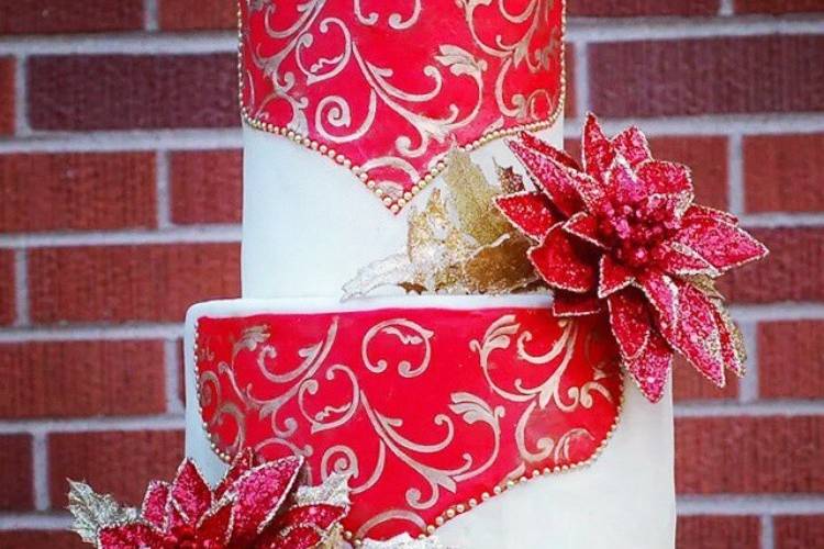 Red and Gold Cake