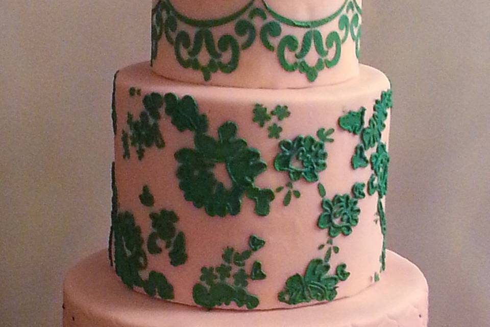 Blush Pink and Green Cake