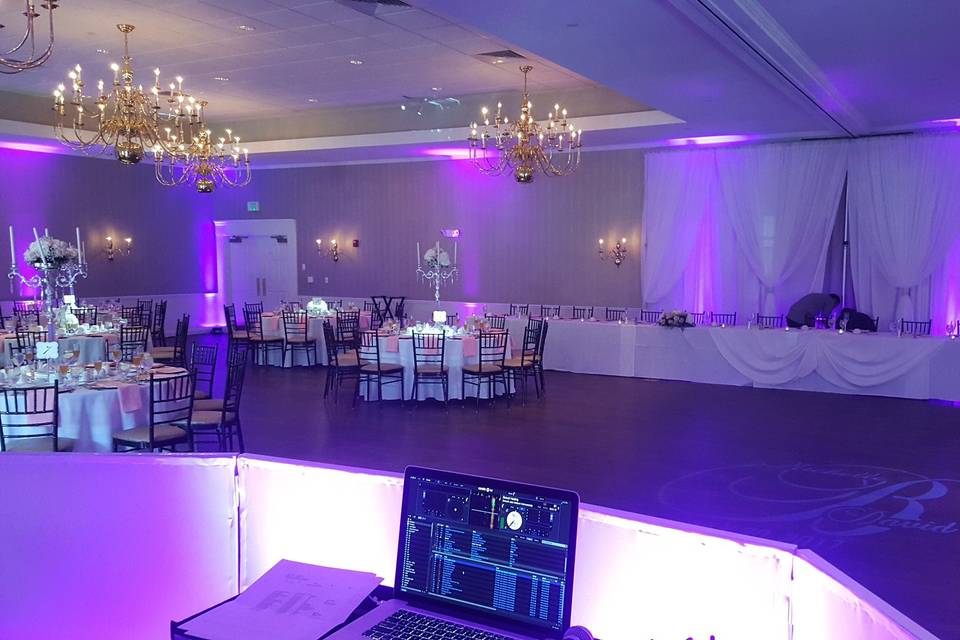 Wedding with monogram and uplighting