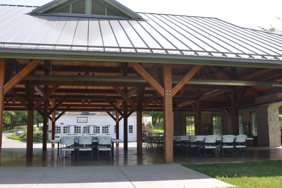 The new pavilion located at the Historic Daniel Boone Home at Lindenwood Park is more than 5,000-quare feet and the perfect place to host a wedding reception after being wed at the Old Peace Chapel also on park grounds.