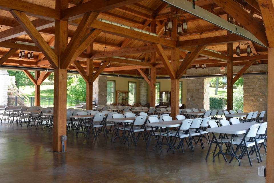 The new pavilion located at the Historic Daniel Boone Home at Lindenwood Park is more than 5,000-quare feet and the perfect place to host a wedding reception after being wed at the Old Peace Chapel also on park grounds.