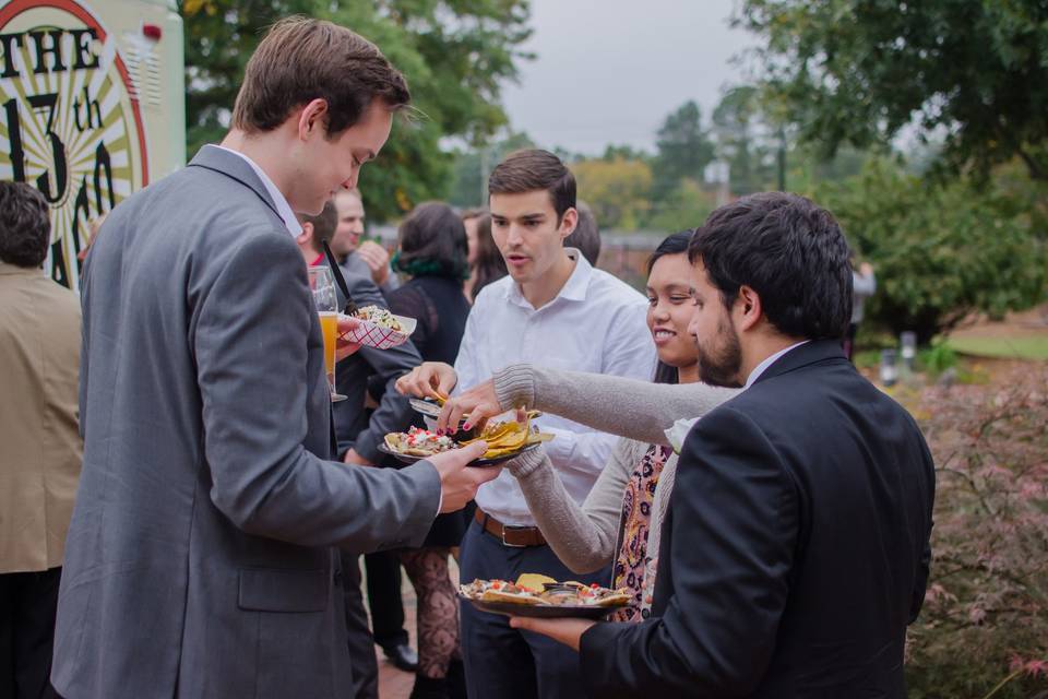 Guests sharing bites