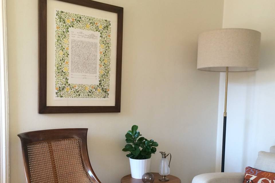 branches ketubah print framed