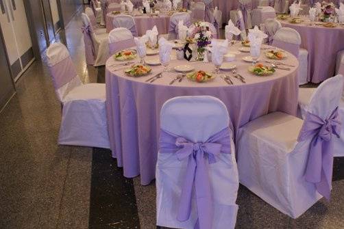 Table setup with centerpiece