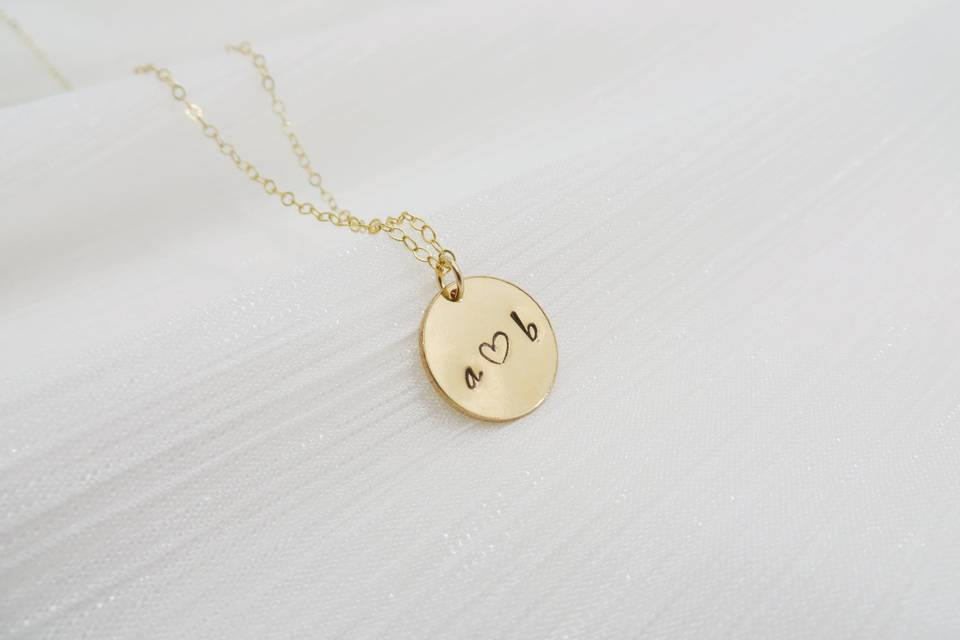 Stamped initial heart necklace