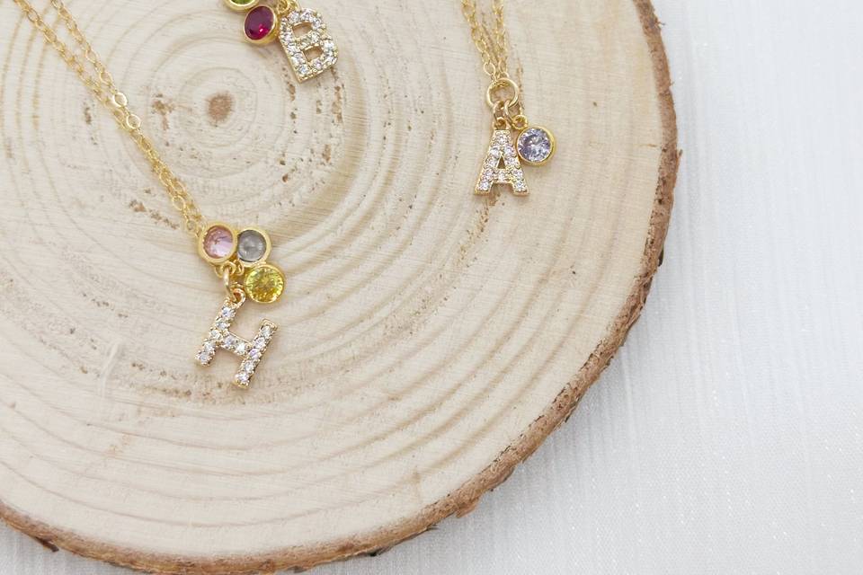 Initial birthstone necklace