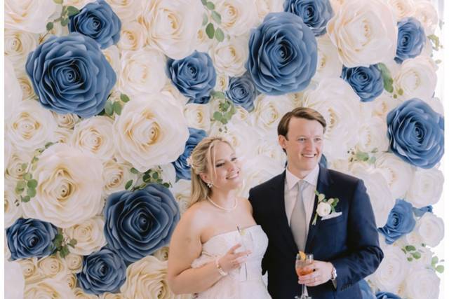 White with Blue Paper Flower W