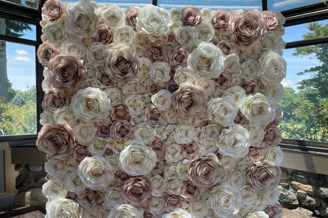 White with Blush pink wall