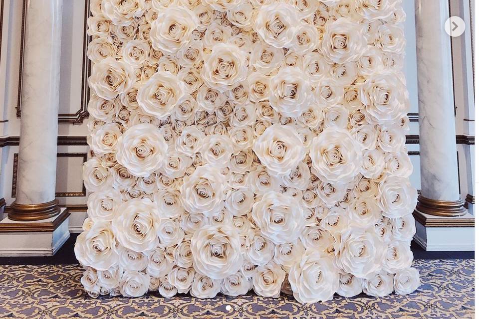 All-white Paper Flower Wall.
