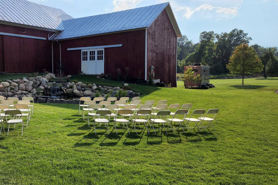 Koi Pond and Barn