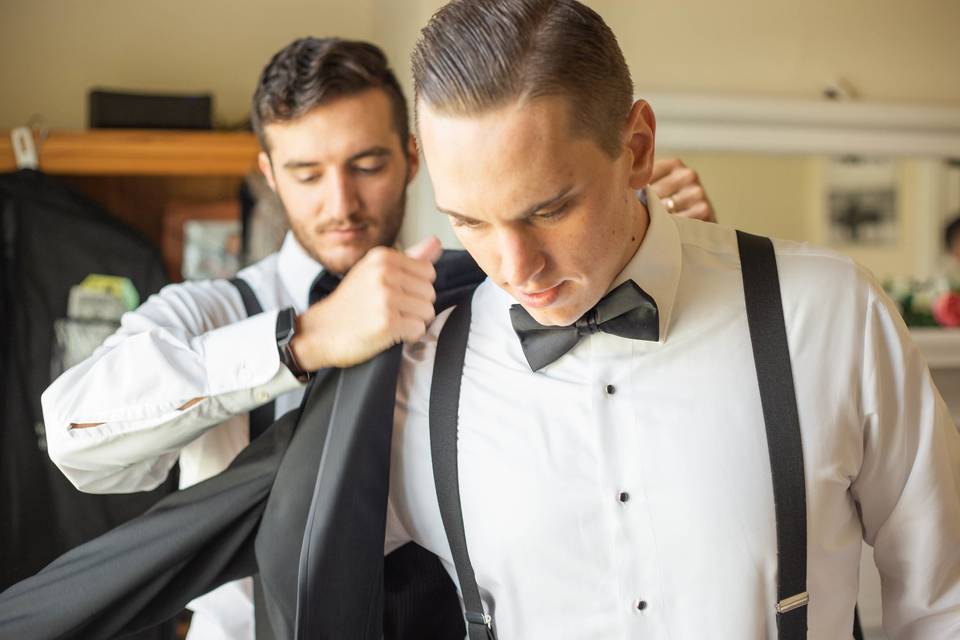 Groom getting ready