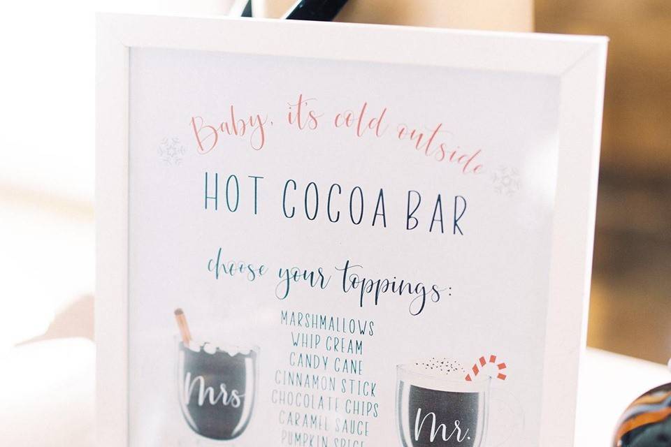 Hot cocoa bar sign