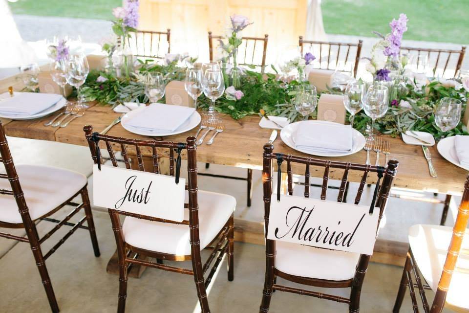 Newlyweds' reception table
