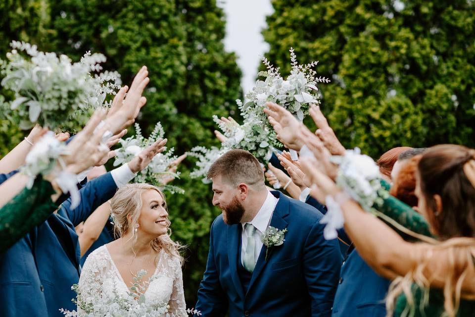 Bridal Party in Garden