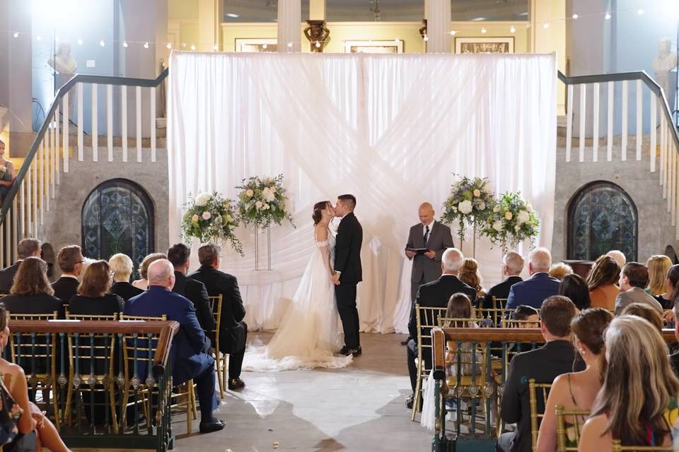 Bride and groom share a tender