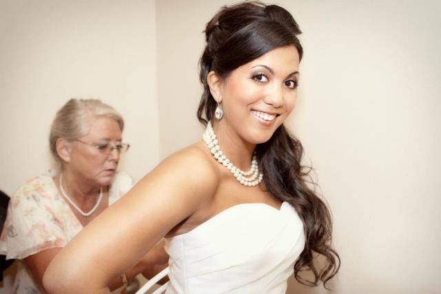 Bride getting dressed