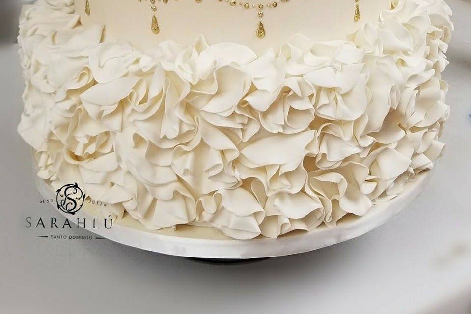 Classic white cake with ruffles