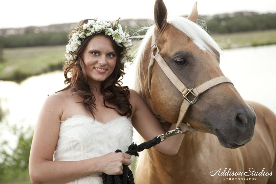 Bride and her horse