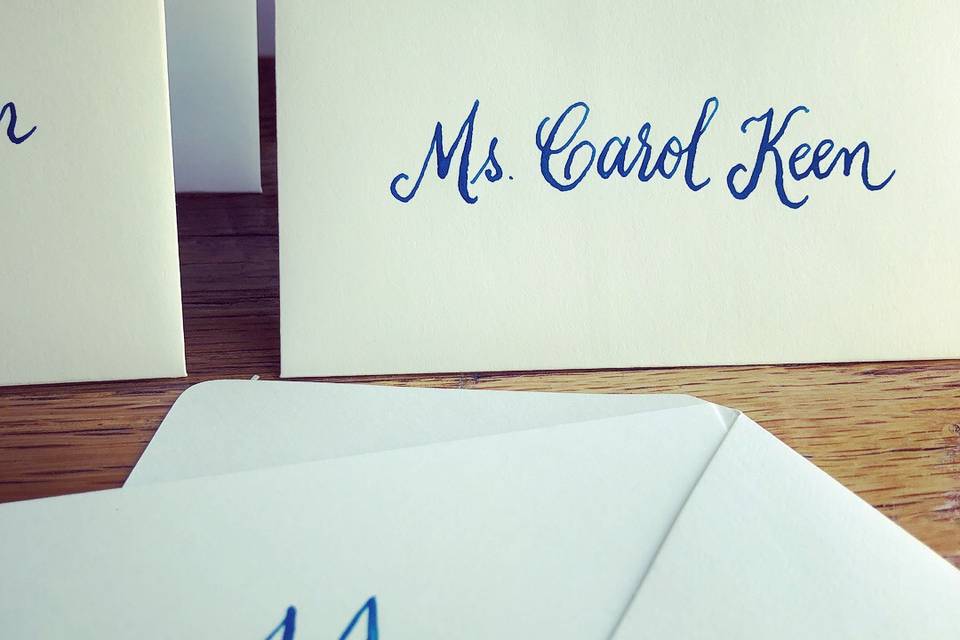 Calligraphy escort cards