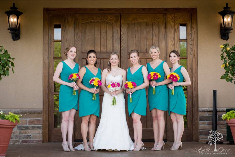 Bride with bridesmaids