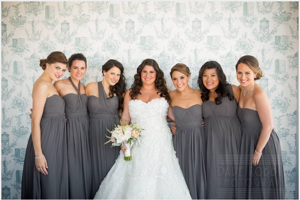 Bride with bridesmaids