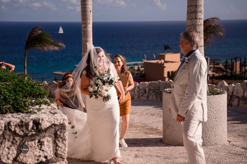 The team with the bride
