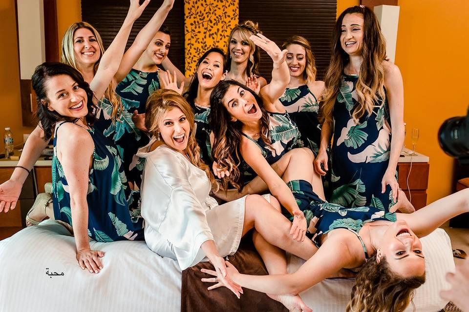 Bride and bridesmaids