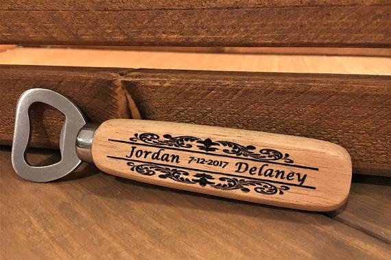 Custom Engraved Wood Bottle Openers, the perfect unique wedding favors as low as $3!