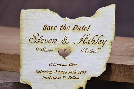 Custom Engraved and Cut Wood Save the Date Magnets!