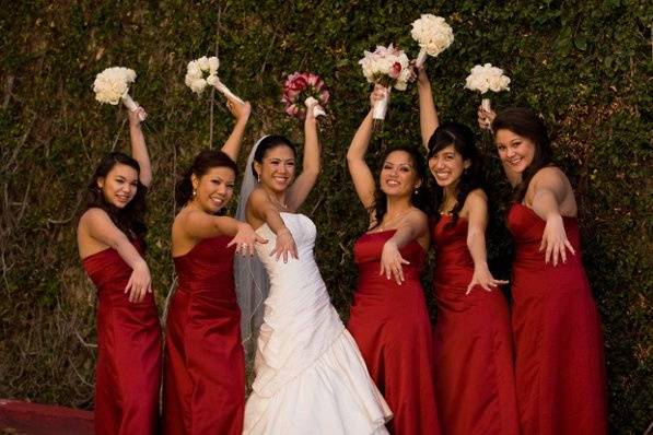 Bride and bridesmaids