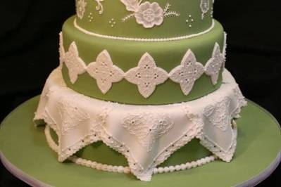 Green lacework cake