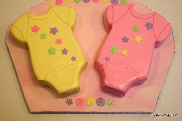 Doule onesie baby shower cake