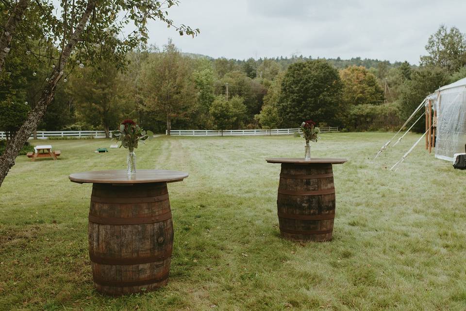 Whiskey barrel tables