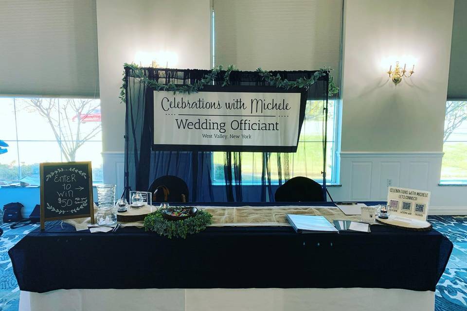Setting up for a bridal show