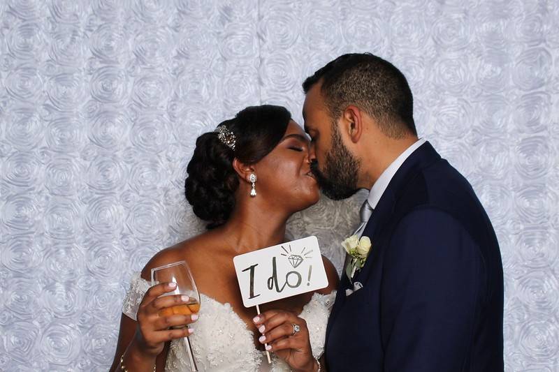 The couple sharing a kiss