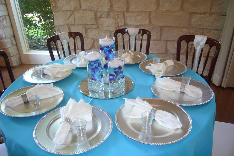 Table setup with candle centerpiece