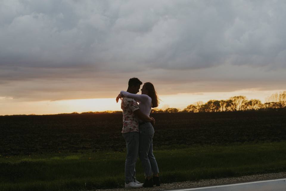 Stormy sunset engagement