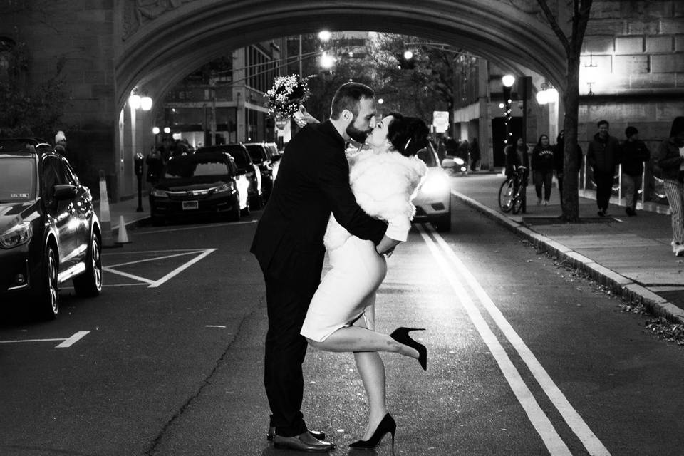 Wedding portrait in the street