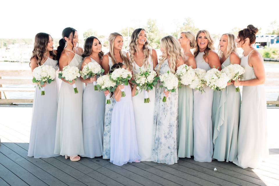 A bride and her bridesmaids