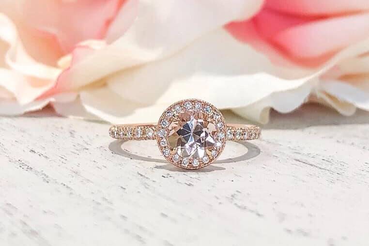 Morganite Halo Ring