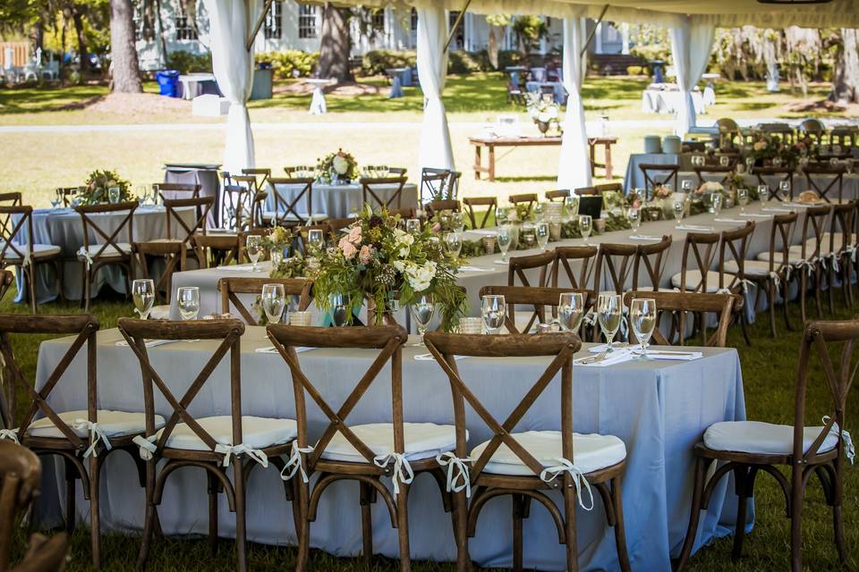 Rustic chairs for outdoor reception