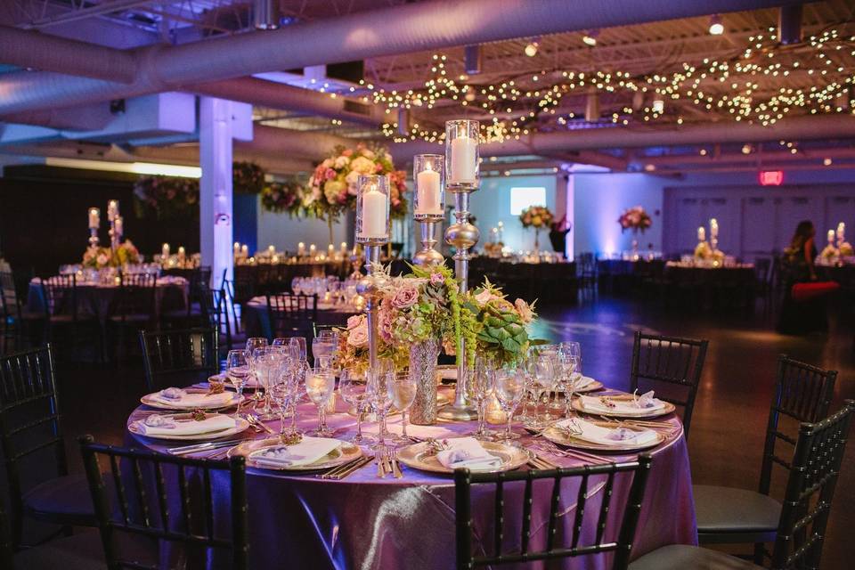 Reception with purple linens