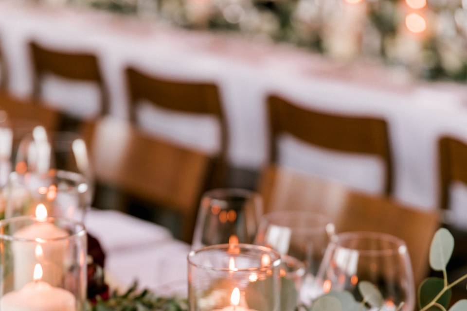 Candles and greenery