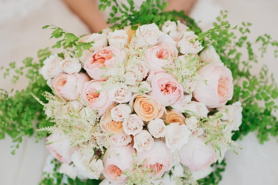 The bride holding her bouquet