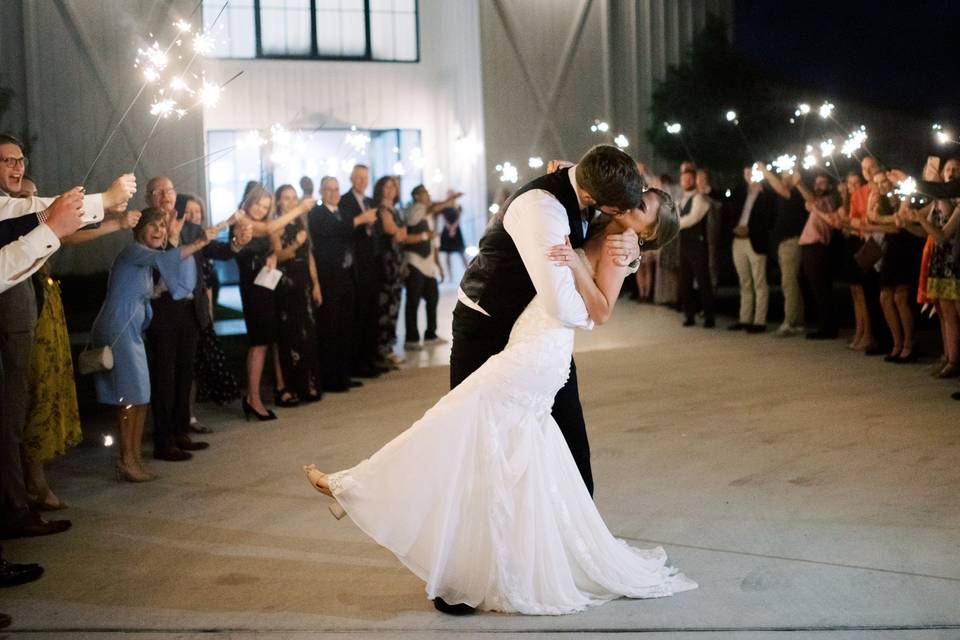 First kiss as newlyweds