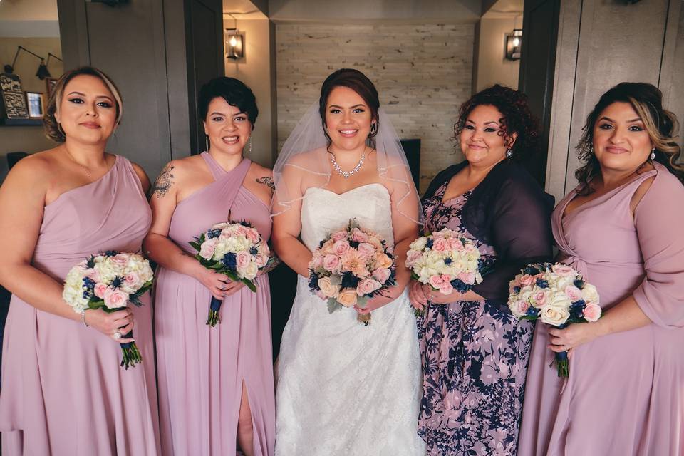 Bride and bridesmaids