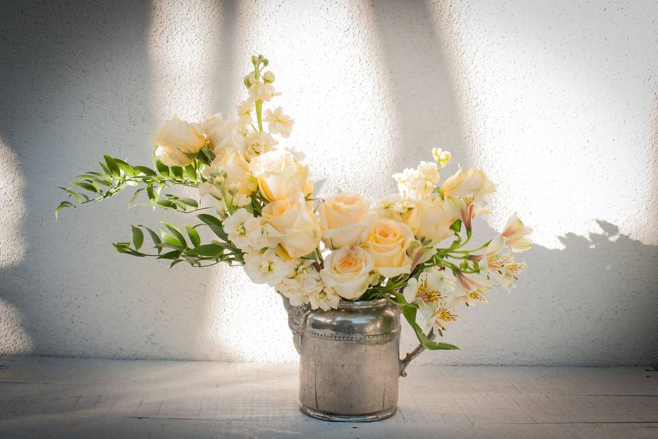 Flowers in a metal can