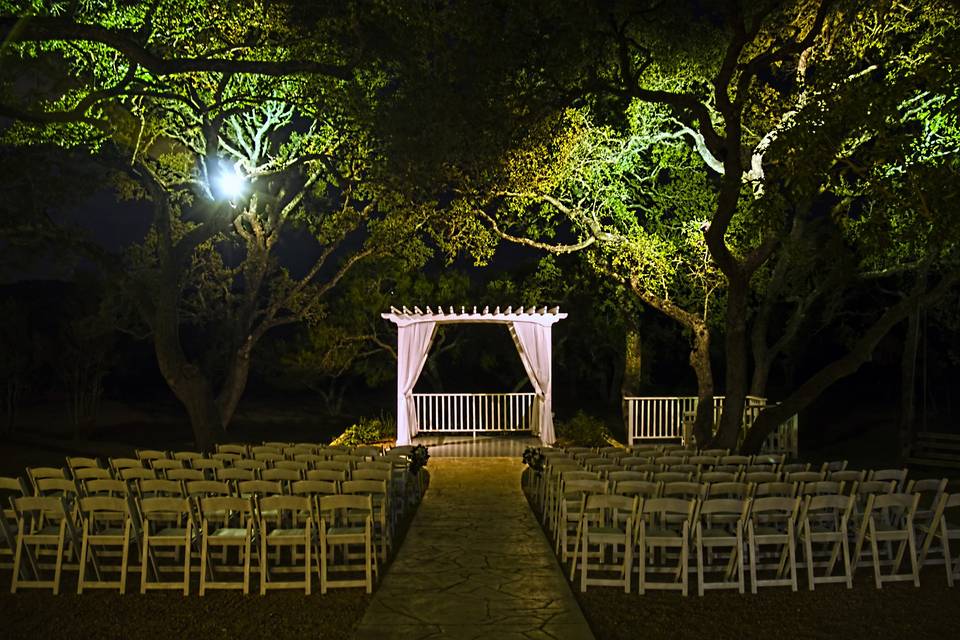 Evening outside pergola